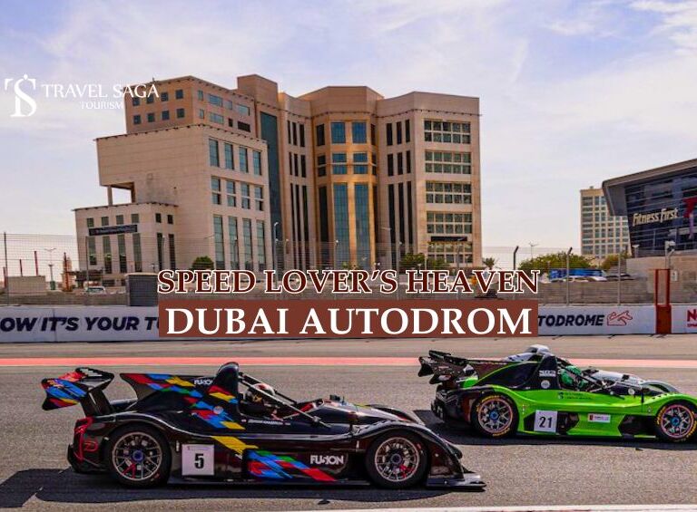 Dubai Autodrom and Dubai autodrome karting blog banner by Travel Saga Tourism